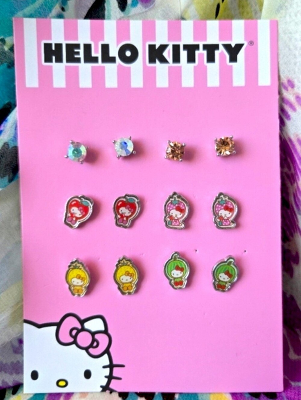 🍓Hello Kitty Fruity Character Stud Earrings: Set of 6!
